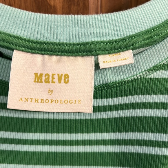 Maeve by Anthropologie Green Stripe Lightweight Sweater - Picture 2 of 3